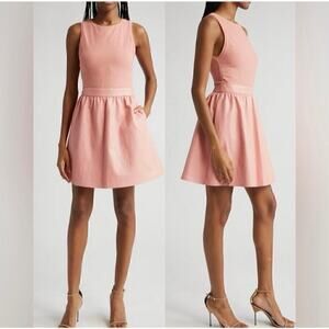 NEW Alice + Olivia Chara Faux Leather Mini Dress Women's Rose Pastel Pink Size 2